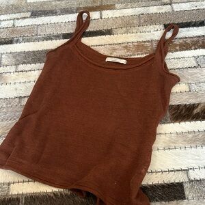 Pashmere Per Janet Brown Rust Brown Square Neck Knit Tank Size 40